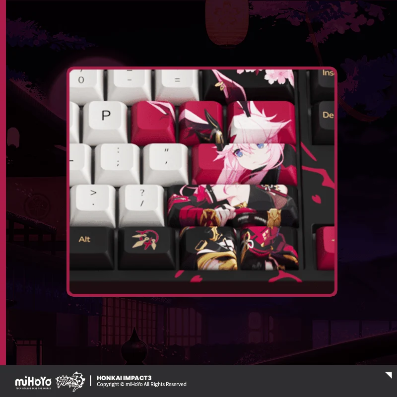 Honkai Impact 3rd Yae Sakura Theme Custom Three-Mode Mechanical Keyboard CS - Image 2